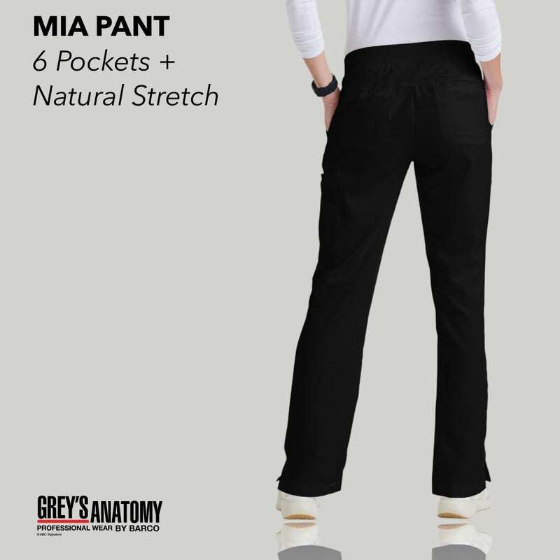BARCO Grey s Anatomy Classic Mia Scrub Pant for Women Black, 6-Pocket Low-Rise Straight Leg Bottoms with Natural Stretch, Soil Release Fabric, and Super-Soft Finish Medium, Tall Fit - Image 2